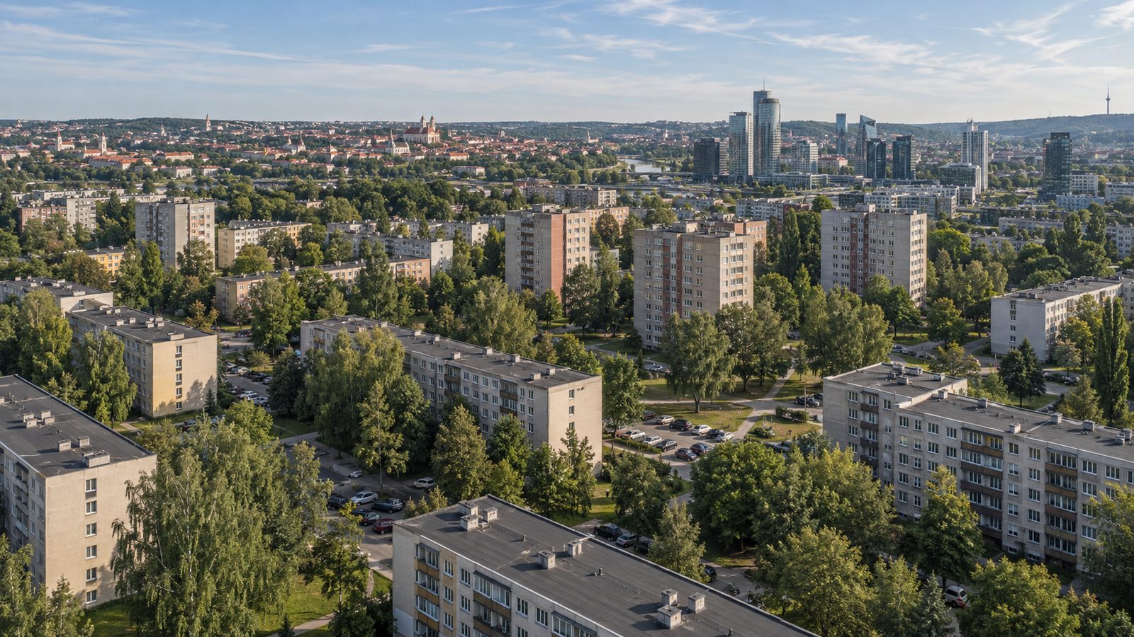 Vilniaus rajonų butų kainos eurais už kvadratinį metrą